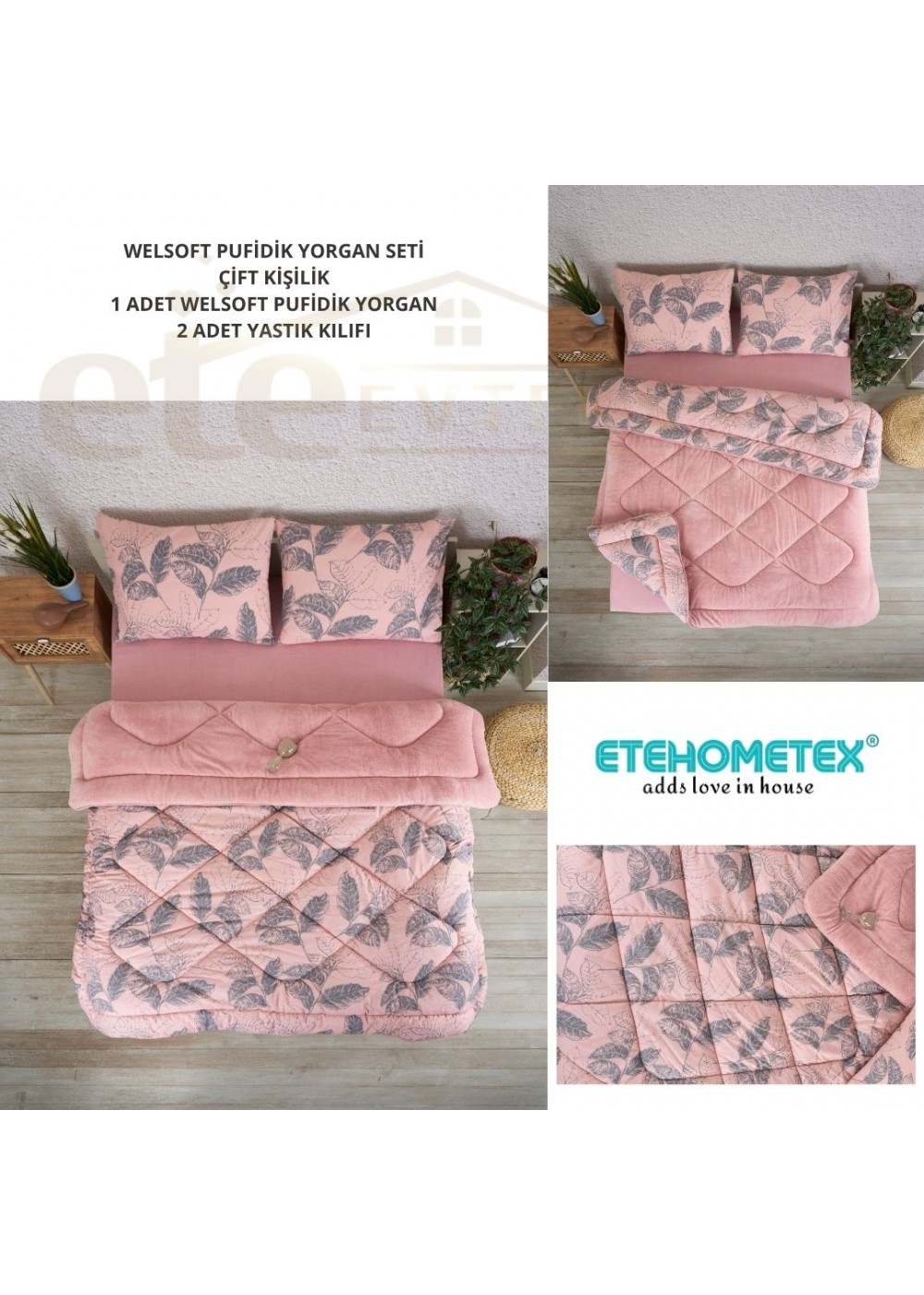 ETE HOMETEX ÇİFT KİŞİLİK LÜX WELSOFT YORGAN 195X215CM ARİNA PUDRA 8696474231889 ETE HOMETEX ÇİFT KİŞİLİK LÜX WELSOFT YORGAN 195X215CM ARİNA PUDRA 8696474231889